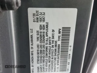 2020 Honda Odyssey EX-L с VIN 5FNRL6H75LB048084, выставлен на аукционе Copart как лот 58153425 с пробегом 47 264 миль миль и Списание • Salvage title. История ставок и продаж доступна на DreamBid. Изображение 13.