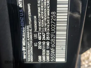 2015 Mercedes-Benz C-Class C 400 with VIN 55SWF6GB2FU027258, listed as a Copart auction lot 48703075 with 125,797 mi miles and Salvage Title. Bid and sale history available at carsss.com. Image 12.