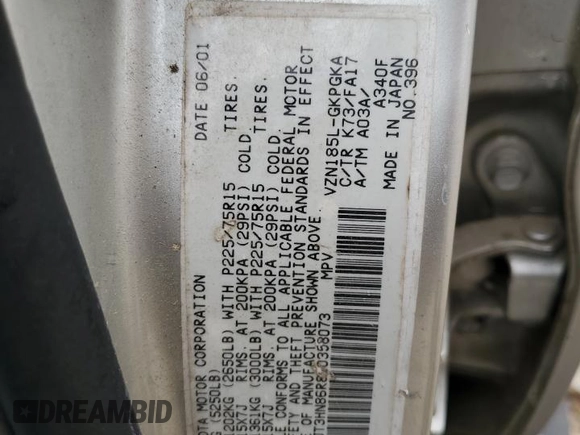 2001 Toyota 4Runner SR5 z VIN JT3HN86R810358073, wystawiony jako Copart lot #57691305 z przebiegiem 279 445 mil mil oraz Szkoda całkowita • Salvage title. Historia ofert i sprzedaży dostępna na DreamBid. Obrazek 14.