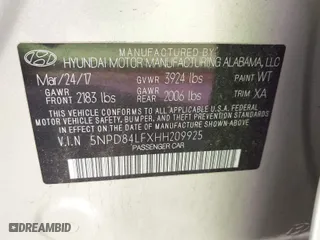 2017 Hyundai Elantra Limited with VIN 5NPD84LFXHH209925, listed as a IAAI auction lot 41236564 with 78,217 mi miles. Bid and sale history available at carsss.com. Image 9.