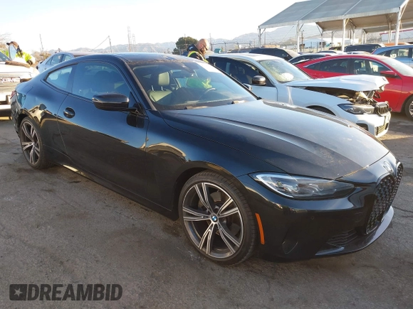 2022 BMW 4 Series 430i with VIN WBA53AP03NCK93131, listed as a IAAI auction lot 41349992 with 15,346 mi miles and . Bid and sale history available at carsss.com. Image 1.