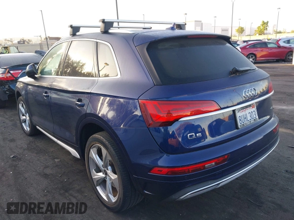 2021 Audi Q5 Premium Plus with VIN WA1BAAFY5M2015445, listed as a IAAI auction lot 42648905 with 41,312 mi miles and . Bid and sale history available at DreamBid. Image 3.