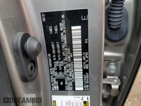 2021 Lexus NX 300 с VIN JTJDARDZ7M2253416, выставлен на аукционе Copart как лот 55512325 с пробегом 28 162 миль миль и Списание • Salvage title. История ставок и продаж доступна на DreamBid. Изображение 12.