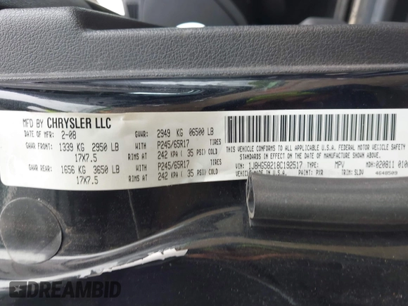 2008 Jeep Commander Limited z VIN 1J8HG58218C192517, wystawiony jako IAAI lot #42255166 z przebiegiem Nie podano mil oraz . Historia ofert i sprzedaży dostępna na DreamBid. Obrazek 9.
