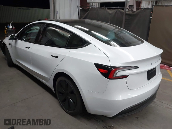 2025 Tesla Model 3 Long Range with VIN 5YJ3E1EA1SF913182, listed as a IAAI auction lot 42072870 with Not provided miles and . Bid and sale history available at DreamBid. Image 3.