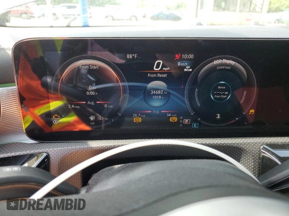 2021 Mercedes-Benz A 220 with VIN W1K3G4FB9MJ264526, listed as a Copart auction lot 59309095 with 34,682 mi miles and Salvage title. Bid and sale history available at DreamBid. Image 9.