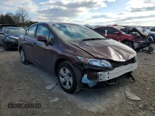 2013 Honda Civic LX with VIN 19XFB2F51DE053242, listed as a Copart auction lot 45989055 with 96,441 mi miles and Salvage title. Bid and sale history available at DreamBid. Image 4.