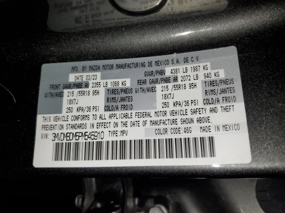 2023 Mazda CX-30 S Premium with VIN 3MVDMBDM5PM545910, listed as a Copart auction lot 51910975 with 39,052 mi miles and Clean Title. Bid and sale history available at DreamBid. Image 13.