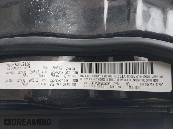 2016 Jeep Cherokee 75th Anniversary with VIN 1C4PJMCB7GW163641, listed as a IAAI auction lot 41743483 with 155,402 mi miles. Bid and sale history available at carsss.com. Image 9.