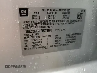 2016 GMC Yukon XL SLT with VIN 1GKS2GKC7GR271702, listed as a Copart auction lot 53960925 with 227,093 mi miles and Non Repairable. Bid and sale history available at DreamBid. Image 13.
