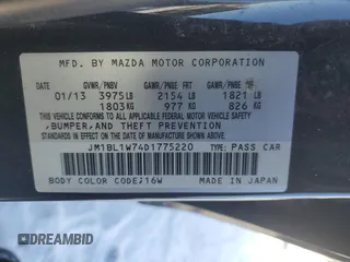 2013 Mazda 3 i Grand Touring with VIN JM1BL1W74D1775220, listed as a Copart auction lot 45549995 with 159,811 mi miles and Salvage Title. Bid and sale history available at carsss.com. Image 12.