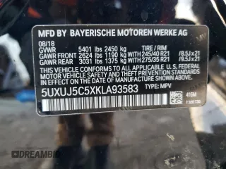 2019 BMW X4 M40i z VIN 5UXUJ5C5XKLA93583, wystawiony jako Copart lot #84643664 z przebiegiem Nie podano mil oraz Szkoda całkowita • Salvage title. Historia ofert i sprzedaży dostępna na DreamBid. Obrazek 16.