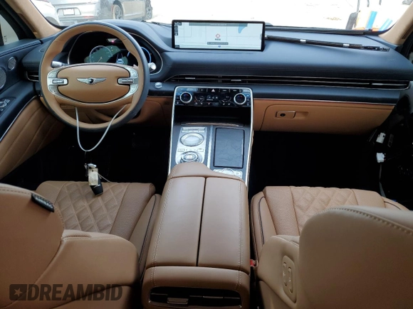 2021 Genesis GV80 with VIN KMUHCESC1MU075011, listed as a Copart auction lot 82869404 with 13,816 mi miles and Salvage title. Bid and sale history available at DreamBid. Image 8.