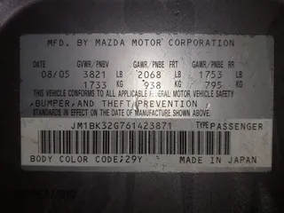 2006 Mazda 3 i Touring with VIN JM1BK32G761423871, listed as a IAAI auction lot 41854164 with Not Provided miles and . Bid and sale history available at DreamBid. Image 9.