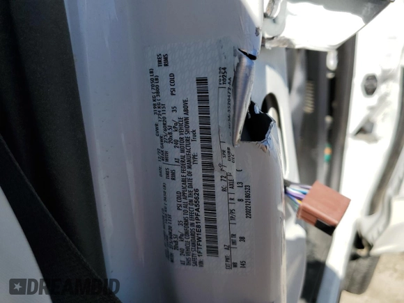 2023 Ford F-150 XL with VIN 1FTFW1E81PFA55626, listed as a Copart auction lot 52630525 with 0 mi miles and Salvage Title. Bid and sale history available at carsss.com. Image 13.