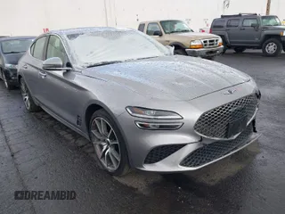 2025 Genesis G70 2.5T with VIN KMTG34SC2SU149785, listed as a IAAI auction lot 41939815 with 10,479 mi miles. Bid and sale history available at carsss.com. Image 1.
