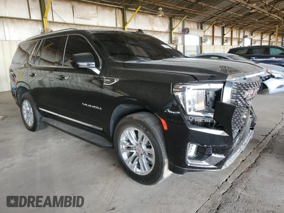 2021 GMC Yukon SLT with VIN 1GKS1BKD3MR281220, listed as a Copart auction lot 74983974 with 95,144 mi miles and Salvage Title. Bid and sale history available at carsss.com. Image 4.
