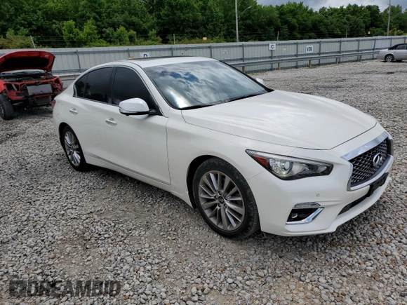 2021 Infiniti Q50 Luxe with VIN JN1EV7BR5MM753035, listed as a Copart auction lot 58970045 with 62,927 mi miles and Salvage title. Bid and sale history available at DreamBid. Image 4.