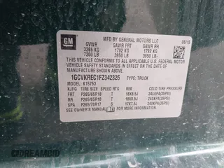 2015 Chevrolet Silverado 1500 LT with VIN 1GCVKREC1FZ342326, listed as a IAAI auction lot 41968095 with 119,911 mi miles and . Bid and sale history available at DreamBid. Image 9.