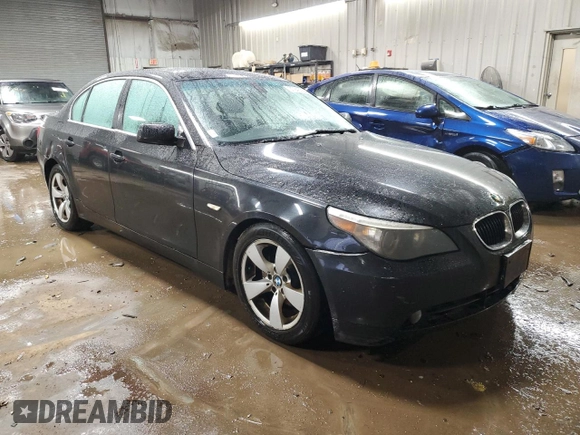 2006 BMW 5 Series 530i with VIN WBANE73566CM35987, listed as a Copart auction lot 37943054 with 206,994 mi miles and Salvage Title. Bid and sale history available at carsss.com. Image 4.