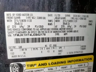 2020 Ford Expedition Max XLT z VIN 1FMJK1HT4LEB02178, wystawiony jako Copart lot #60321205 z przebiegiem 116 983 mil mil oraz Szkoda całkowita • Salvage title. Historia ofert i sprzedaży dostępna na DreamBid. Obrazek 13.