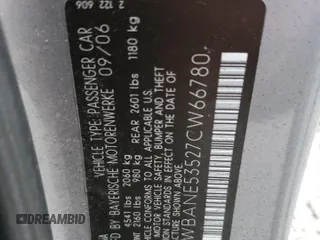 2007 BMW 5 Series 525i with VIN WBANE53527CW66780, listed as a Copart auction lot 88875305 with Not Provided miles and Salvage Title. Bid and sale history available at carsss.com. Image 12.