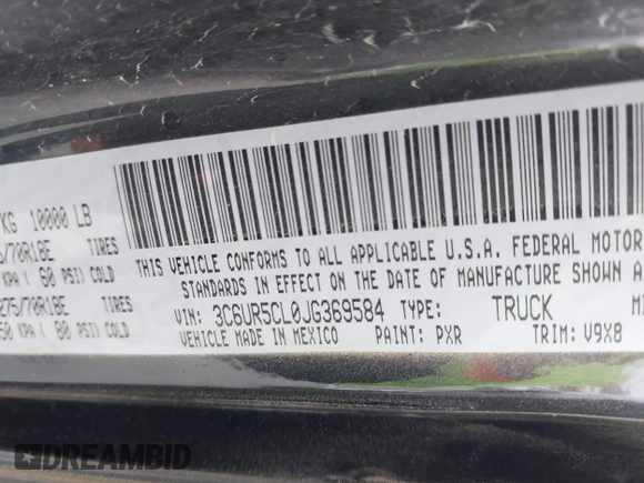 2018 Ram 2500 Tradesman z VIN 3C6UR5CL0JG369584, wystawiony jako IAAI lot #41424493 z przebiegiem Nie podano mil oraz . Historia ofert i sprzedaży dostępna na DreamBid. Obrazek 9.
