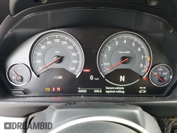 2016 BMW M4 with VIN WBS3U9C52GP969466, listed as a Copart auction lot 39457474 with 56,022 mi miles. Bid and sale history available at carsss.com. Image 9.