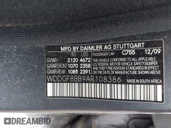 2010 Mercedes-Benz C 300 Sport z VIN WDDGF8BB9AR108386, wystawiony jako IAAI lot #42264521 z przebiegiem 225 115 mil mil oraz . Historia ofert i sprzedaży dostępna na DreamBid. Obrazek 9.