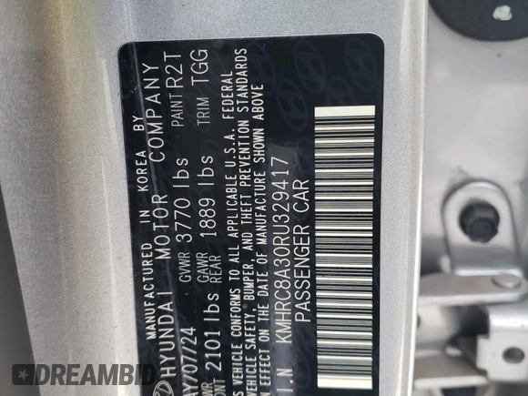2024 Hyundai Venue Limited with VIN KMHRC8A30RU329417, listed as a Copart auction lot 45984505 with 12,351 mi miles and Salvage Title. Bid and sale history available at DreamBid. Image 12.