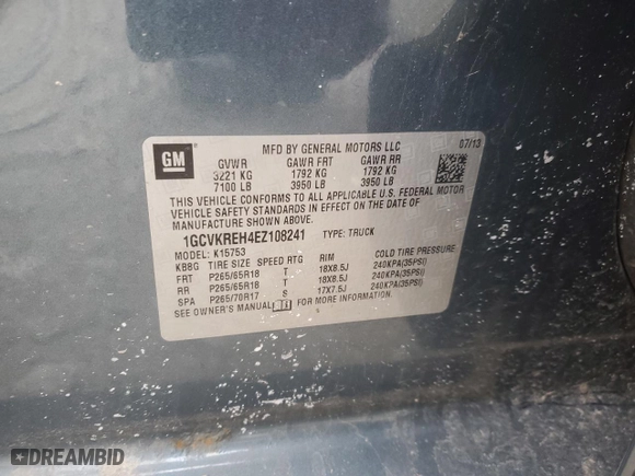 2014 Chevrolet Silverado 1500 LT with VIN 1GCVKREH4EZ108241, listed as a Copart auction lot 41674135 with 109,095 mi miles and Non Repairable. Bid and sale history available at carsss.com. Image 12.