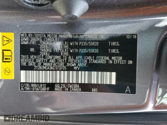 2019 Lexus RX 350 z VIN 2T2BZMCA3KC173705, wystawiony jako Copart lot #60704345 z przebiegiem 26 486 mil mil oraz Szkoda całkowita • Salvage title. Historia ofert i sprzedaży dostępna na DreamBid. Obrazek 13.