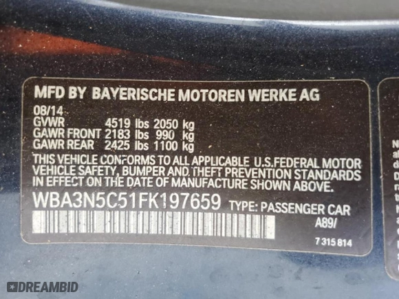 2015 BMW 4 Series 428i xDrive with VIN WBA3N5C51FK197659, listed as a Copart auction lot 45290375 with 77,068 mi miles and Salvage Title. Bid and sale history available at carsss.com. Image 12.