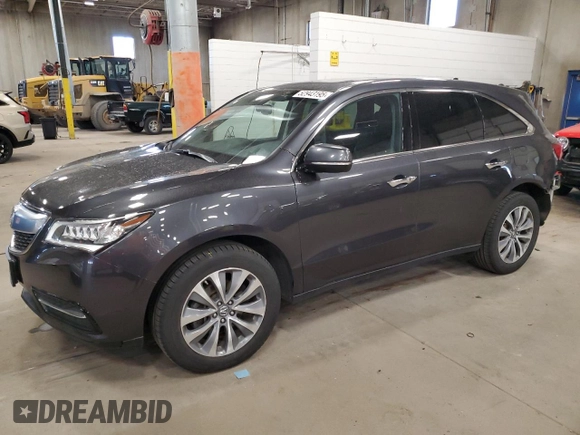 2014 Acura MDX Tech Pkg with VIN 5FRYD4H45EB028762, listed as a Copart auction lot 52943195 with 86,249 mi miles and Salvage Title. Bid and sale history available at carsss.com. Image 1.