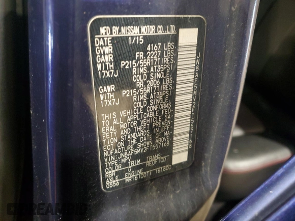 2015 Nissan Juke SL z VIN JN8AF5MV2FT557168, wystawiony jako Copart lot #51459375 z przebiegiem 135 330 mil mil oraz Szkoda całkowita • Salvage title. Historia ofert i sprzedaży dostępna na DreamBid. Obrazek 14.