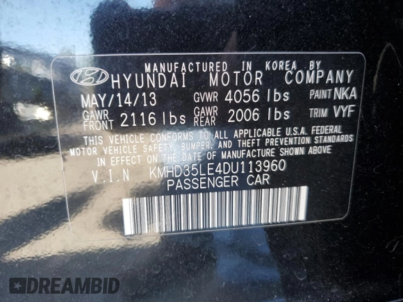 2013 Hyundai Elantra GT with VIN KMHD35LE4DU113960, listed as a Copart auction lot 68135294 with 60,065 mi miles and Salvage Title. Bid and sale history available at carsss.com. Image 12.