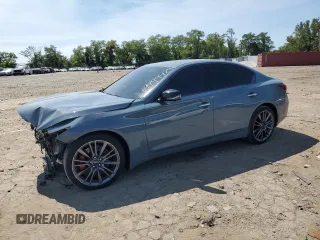 2022 Infiniti Q50 Red Sport 400 with VIN JN1FV7DR4NM390178, listed as a Copart auction lot 69999424 with 27,794 mi miles and Salvage title. Bid and sale history available at DreamBid. Image 1.