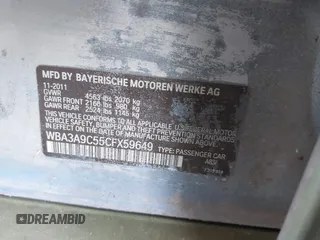 2012 BMW 3 Series 335i с VIN WBA3A9C55CFX59649, выставлен на аукционе IAAI как лот 42092969 с пробегом 182 620 миль миль и . История ставок и продаж доступна на DreamBid. Изображение 9.