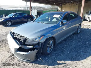 2016 Hyundai Genesis 3.8L with VIN KMHGN4JE3GU137577, listed as a IAAI auction lot 41599851 with 158,011 mi miles. Bid and sale history available at carsss.com. Image 2.