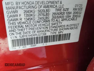 2023 Acura MDX w/A-Spec Package with VIN 5J8YE1H0XPL027358, listed as a Copart auction lot 43131555 with 21,767 mi miles and Salvage Title. Bid and sale history available at DreamBid. Image 13.