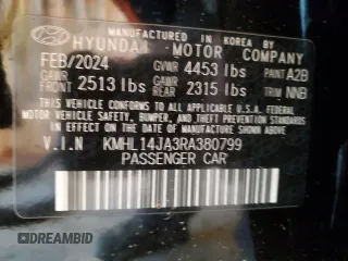 2024 Hyundai Sonata SEL z VIN KMHL14JA3RA380799, wystawiony jako Copart lot #51911125 z przebiegiem 16 894 mil mil oraz Szkoda całkowita • Salvage title. Historia ofert i sprzedaży dostępna na DreamBid. Obrazek 12.