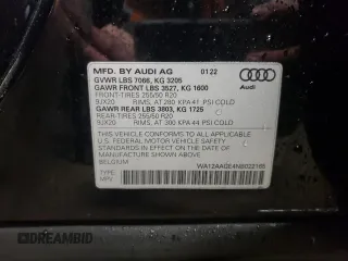 2022 Audi e-tron Sportback S line Premium Plus z VIN WA12AAGE4NB022165, wystawiony jako Copart lot #43021435 z przebiegiem 28 760 mil mil oraz Szkoda całkowita • Salvage title. Historia ofert i sprzedaży dostępna na DreamBid. Obrazek 12.