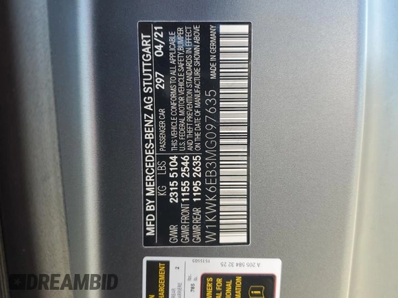 2021 Mercedes-Benz C z VIN W1KWK6EB3MG097635, wystawiony jako Copart lot #56494925 z przebiegiem 23 064 mil mil oraz Szkoda całkowita • Salvage title. Historia ofert i sprzedaży dostępna na DreamBid. Obrazek 13.