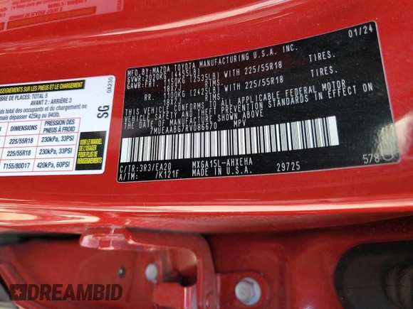 2024 Toyota Corolla Cross XLE с VIN 7MUEAABG7RV086670, выставлен на аукционе Copart как лот 58951085 с пробегом 29 292 миль миль и Чистый • Clean title. История ставок и продаж доступна на DreamBid. Изображение 13.