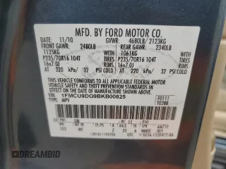2011 Ford Escape XLT с VIN 1FMCU9DG9BKB00825, выставлен на аукционе Copart как лот 59883875 с пробегом 127 587 миль миль и Списание • Salvage title. История ставок и продаж доступна на DreamBid. Изображение 13.