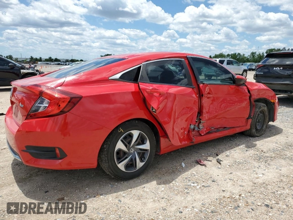 2020 Honda Civic LX with VIN 2HGFC2F63LH515603, listed as a Copart auction lot 56535385 with 42,517 mi miles and Salvage title. Bid and sale history available at DreamBid. Image 3.