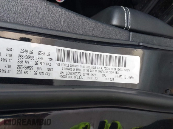 2015 Dodge Durango SXT with VIN 1C4RDHAG7FC113778, listed as a IAAI auction lot 42792720 with 115,725 mi miles and . Bid and sale history available at DreamBid. Image 9.