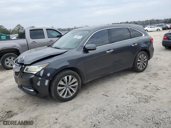2015 Acura MDX Tech Pkg with VIN 5FRYD3H44FB011611, listed as a Copart auction lot 45883135 with 129,664 mi miles and Salvage Title. Bid and sale history available at carsss.com. Image 1.