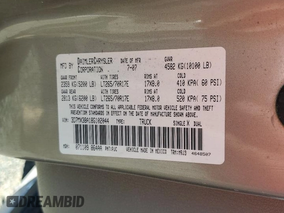 2008 Dodge Ram 3500 SLT with VIN 3D7MX38A18G102044, listed as a Copart auction lot 76742354 with 0 mi miles and Salvage Title. Bid and sale history available at carsss.com. Image 14.