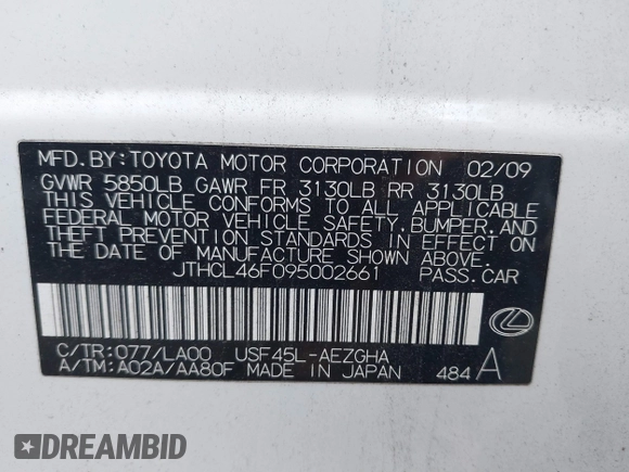 2009 Lexus LS 460 с VIN JTHCL46F095002661, выставлен на аукционе IAAI как лот 41873060 с пробегом 260 882 миль миль и . История ставок и продаж доступна на DreamBid. Изображение 9.